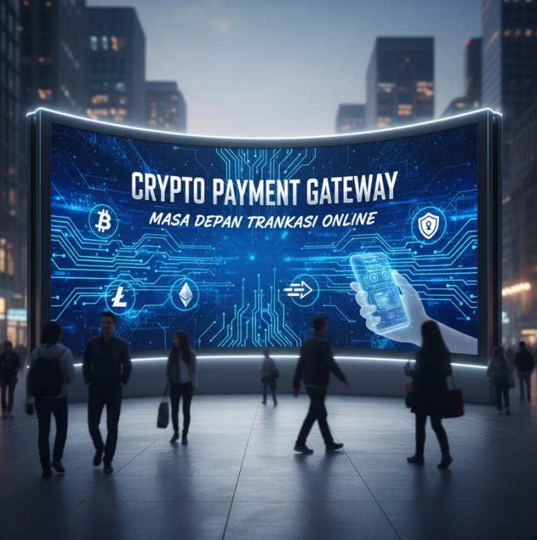 Visual transaksi digital dengan simbol Bitcoin dan jaringan blockchain yang terhubung global.