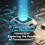 Ilustrasi robot dengan cahaya biru di kepala yang melambangkan kesadaran digital