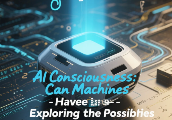 Ilustrasi robot dengan cahaya biru di kepala yang melambangkan kesadaran digital