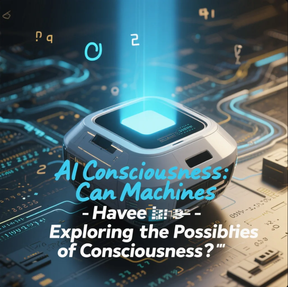 Ilustrasi robot dengan cahaya biru di kepala yang melambangkan kesadaran digital