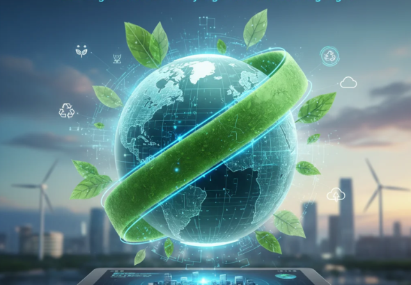 Proses produksi bioplastik modern dengan mesin otomatis dan bahan organik di pabrik berteknologi tinggi.